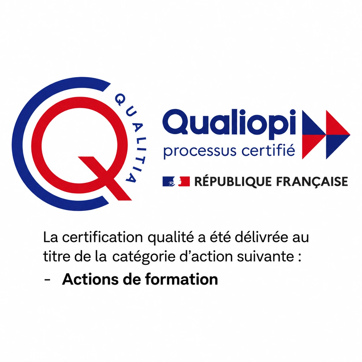 Logo Qualiopi processus certifié pour les actions de formation